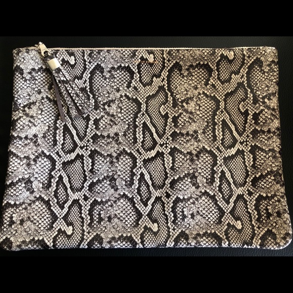 Tracey Tanner Snakeskin Print Leather Clutch Pouch Tracey Tanner Handbag - Picture 6 of 12